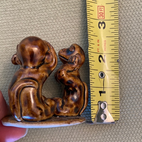 3 wise monkeys, glazed clay sculpture, see no evil, hear no evil, speak no evil - Picture 9 of 10